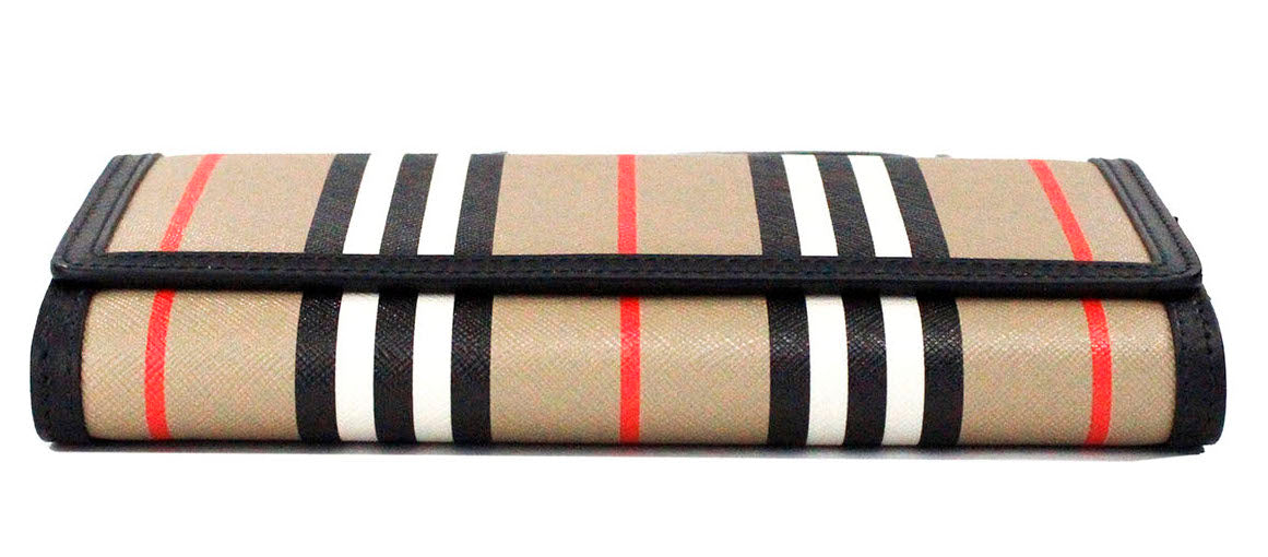 Hannah Icon Stripe Archive Black E-Canvas Leather Wallet Crossbody Bag - GLAMHUB BOUTIQUE 