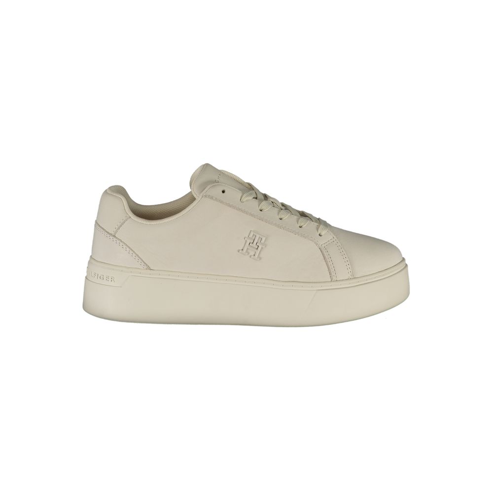 White Polyester Sneaker - GLAMHUB BOUTIQUE 