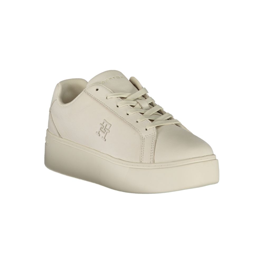 White Polyester Sneaker - GLAMHUB BOUTIQUE 