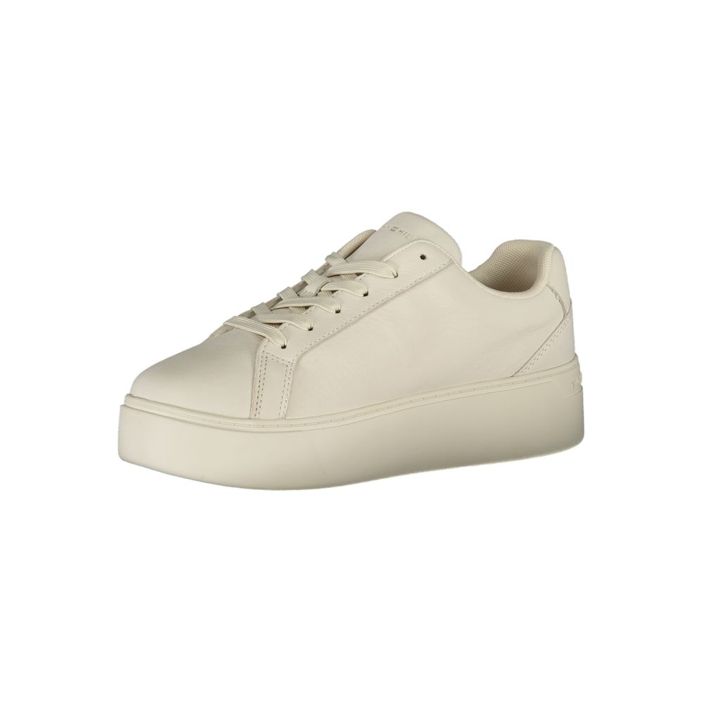 White Polyester Sneaker - GLAMHUB BOUTIQUE 