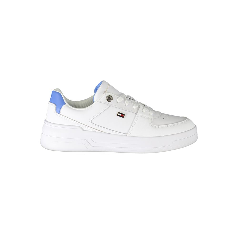 White Polyester Sneaker - GLAMHUB BOUTIQUE 