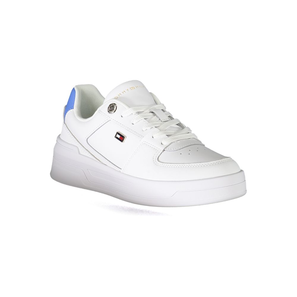 White Polyester Sneaker - GLAMHUB BOUTIQUE 