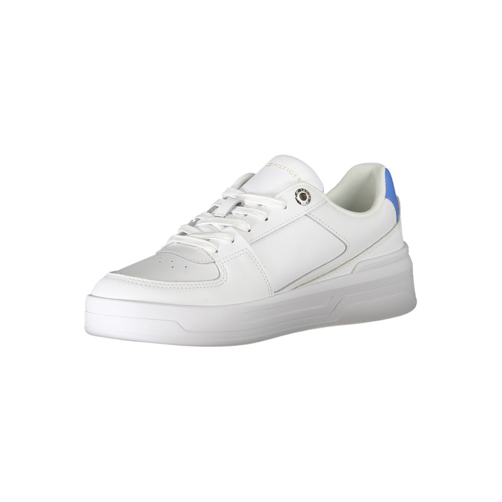 White Polyester Sneaker - GLAMHUB BOUTIQUE 