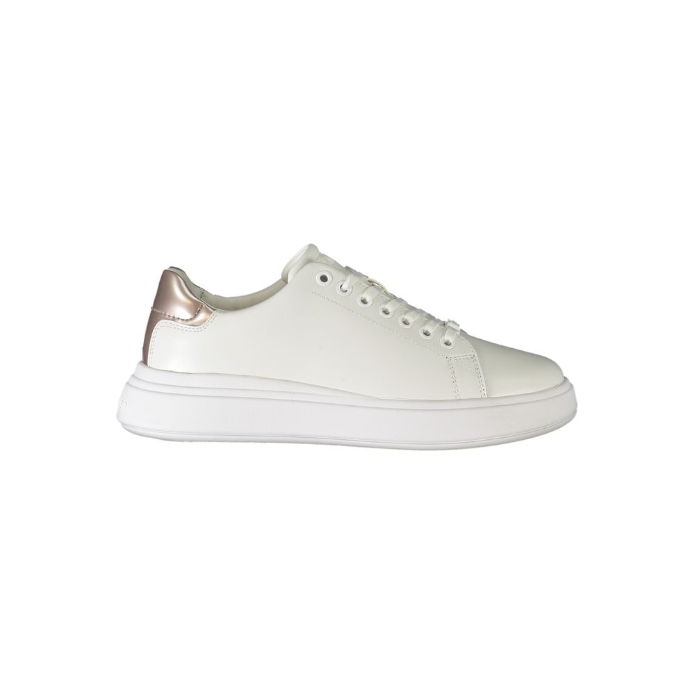 White Polyester Sneaker - GLAMHUB BOUTIQUE 