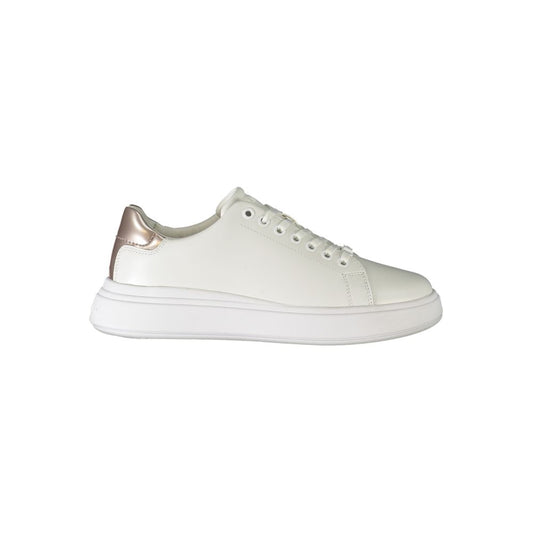 White Polyester Sneaker - GLAMHUB BOUTIQUE 