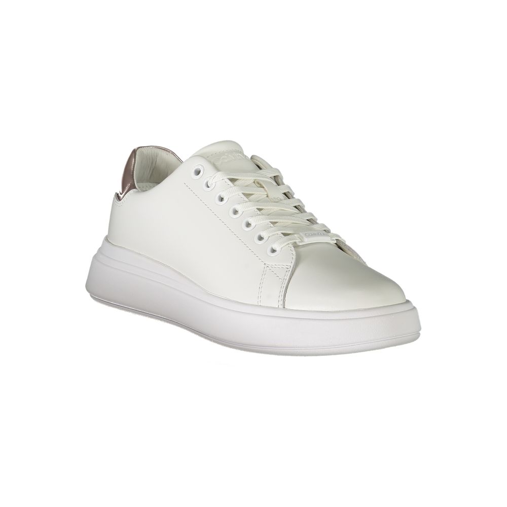 White Polyester Sneaker - GLAMHUB BOUTIQUE 