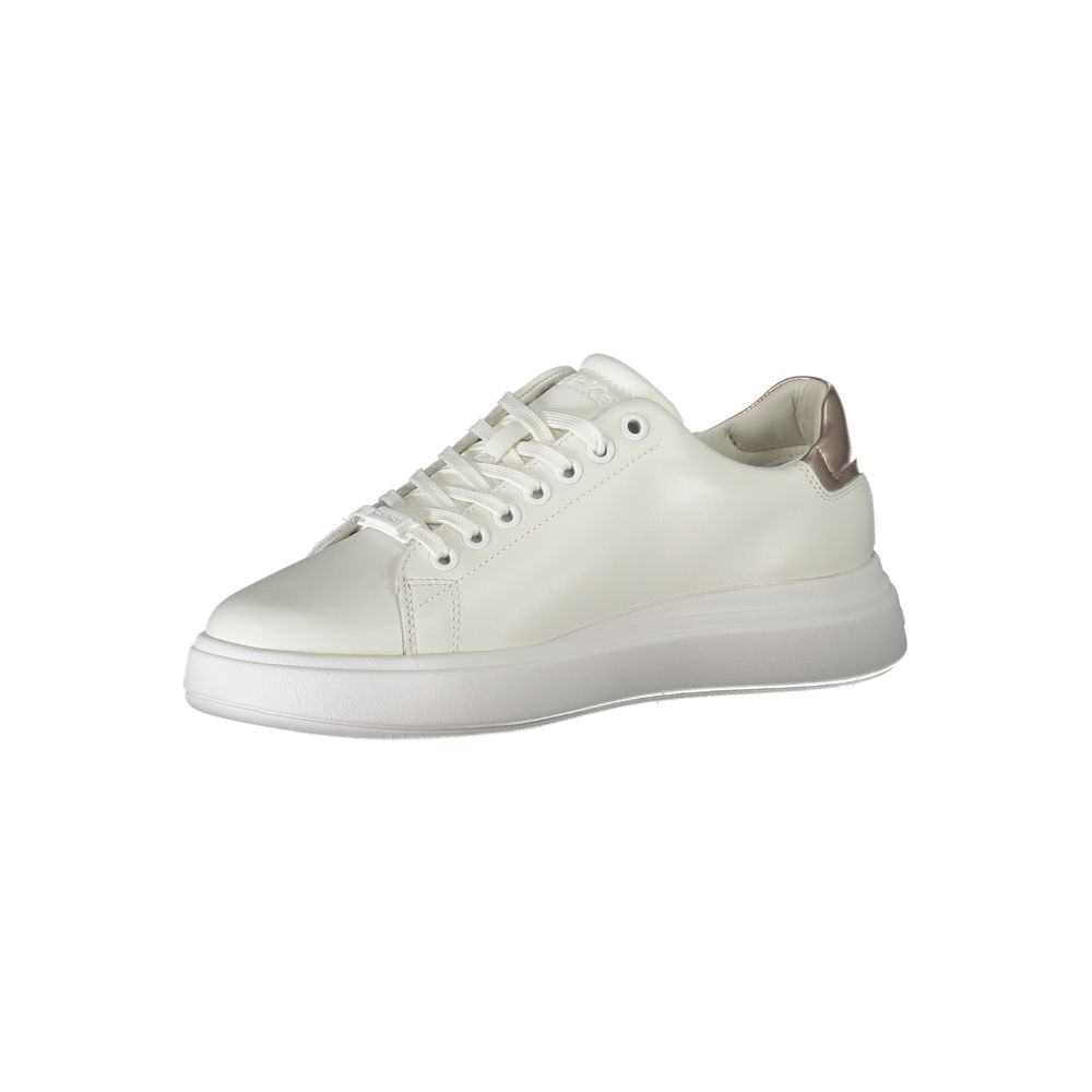 White Polyester Sneaker - GLAMHUB BOUTIQUE 