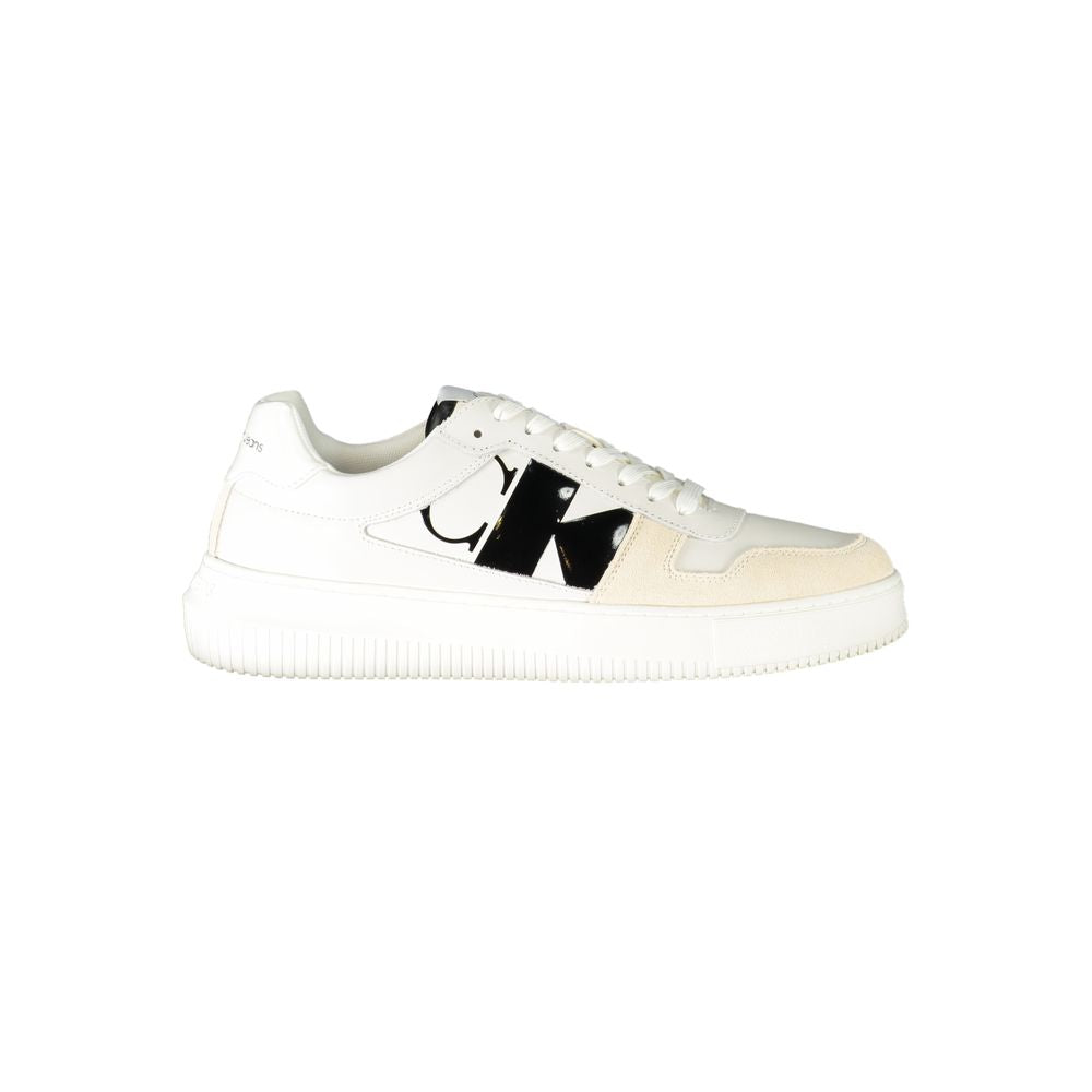 White Polyester Sneaker - GlamHub Luxury and Icon Brand Clothing