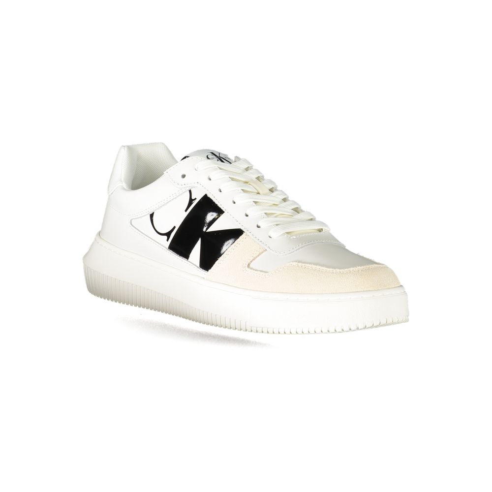 White Polyester Sneaker - GlamHub Luxury and Icon Brand Clothing