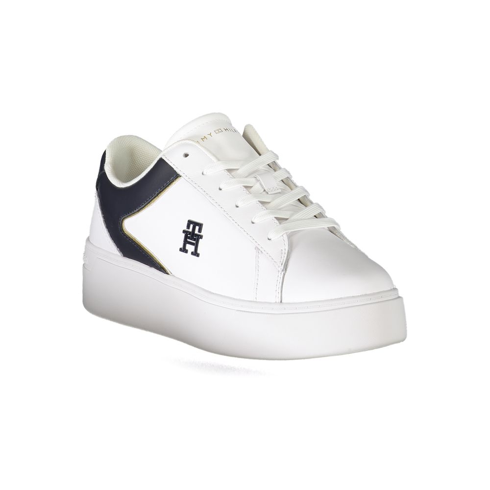 White Polyester Sneaker - GLAMHUB BOUTIQUE 