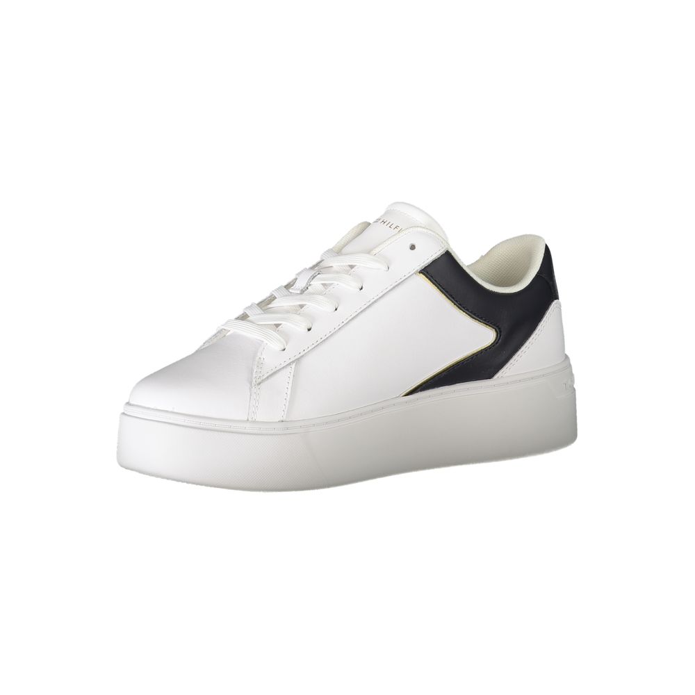 White Polyester Sneaker - GLAMHUB BOUTIQUE 