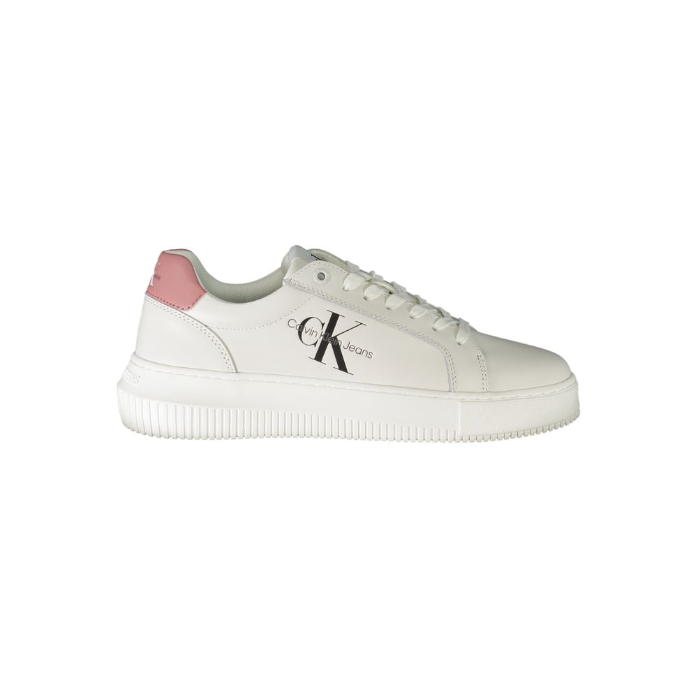 White Polyester Sneaker - GLAMHUB BOUTIQUE 