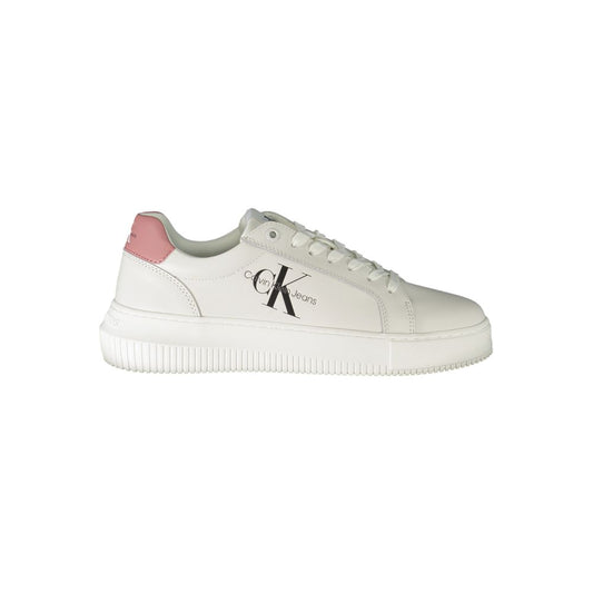 White Polyester Sneaker - GLAMHUB BOUTIQUE 