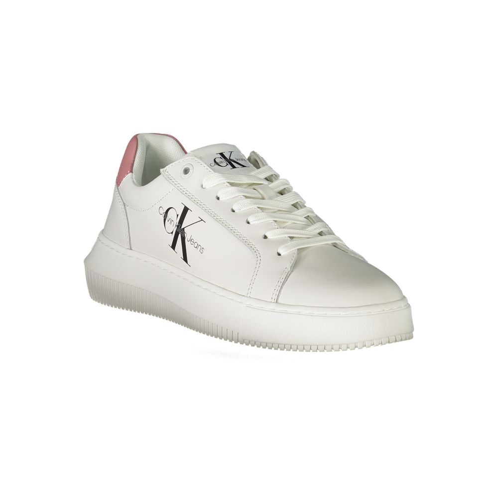 White Polyester Sneaker - GLAMHUB BOUTIQUE 