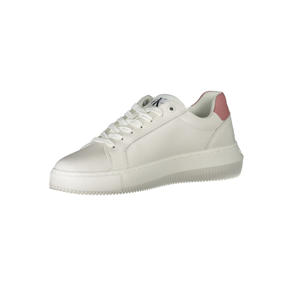 White Polyester Sneaker - GLAMHUB BOUTIQUE 