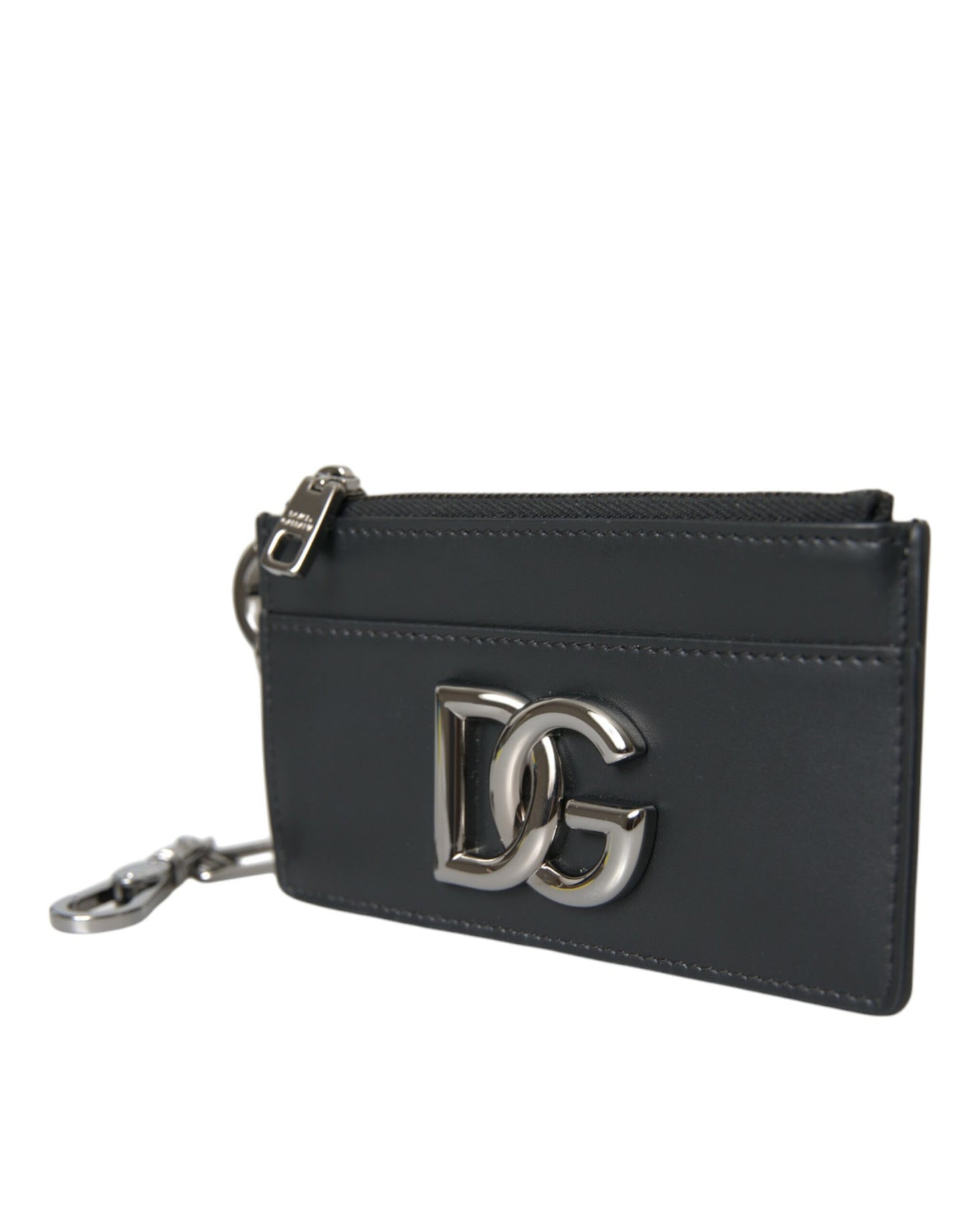 Black Calfskin Leather DG Logo Card Holder Wallet Men