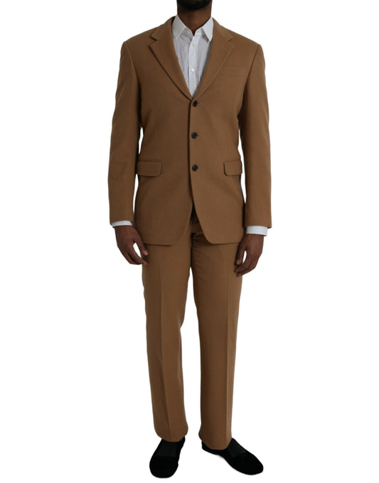 Brown Cashmere 2 Piece Single Breasted Suit - GLAMHUB BOUTIQUE 