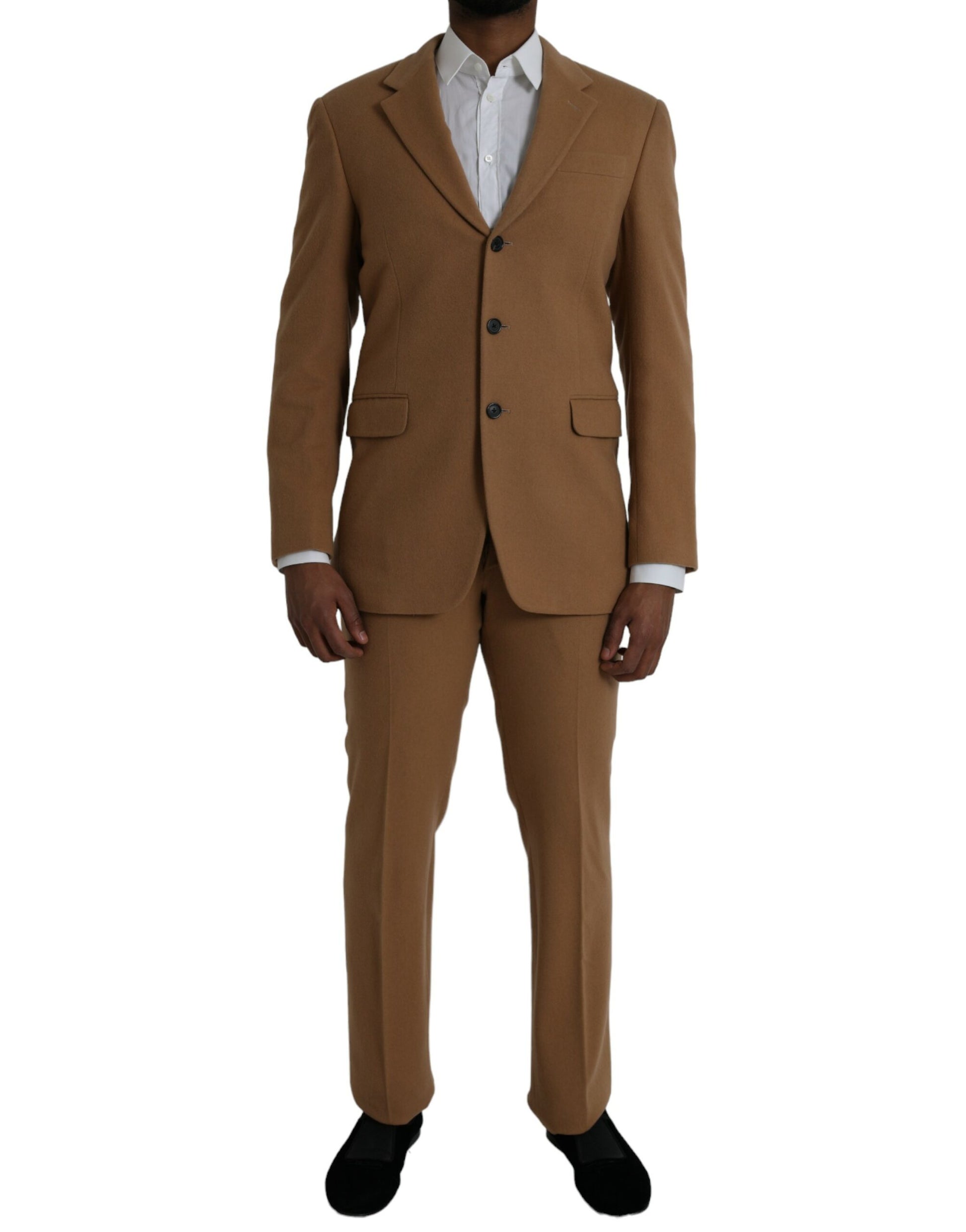 Brown Cashmere 2 Piece Single Breasted Suit - GLAMHUB BOUTIQUE 