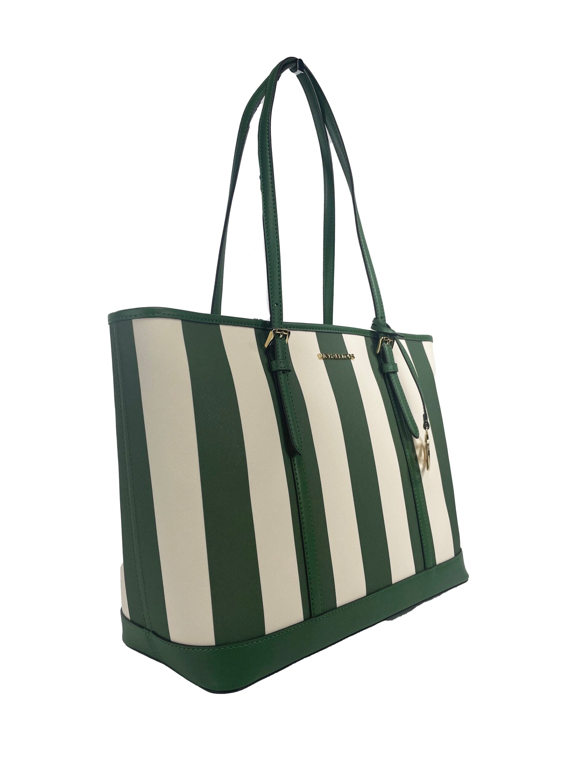 Jet Set Travel Large TZ Shoulder PVC Tote Bag Purse Fern Green - GLAMHUB BOUTIQUE 