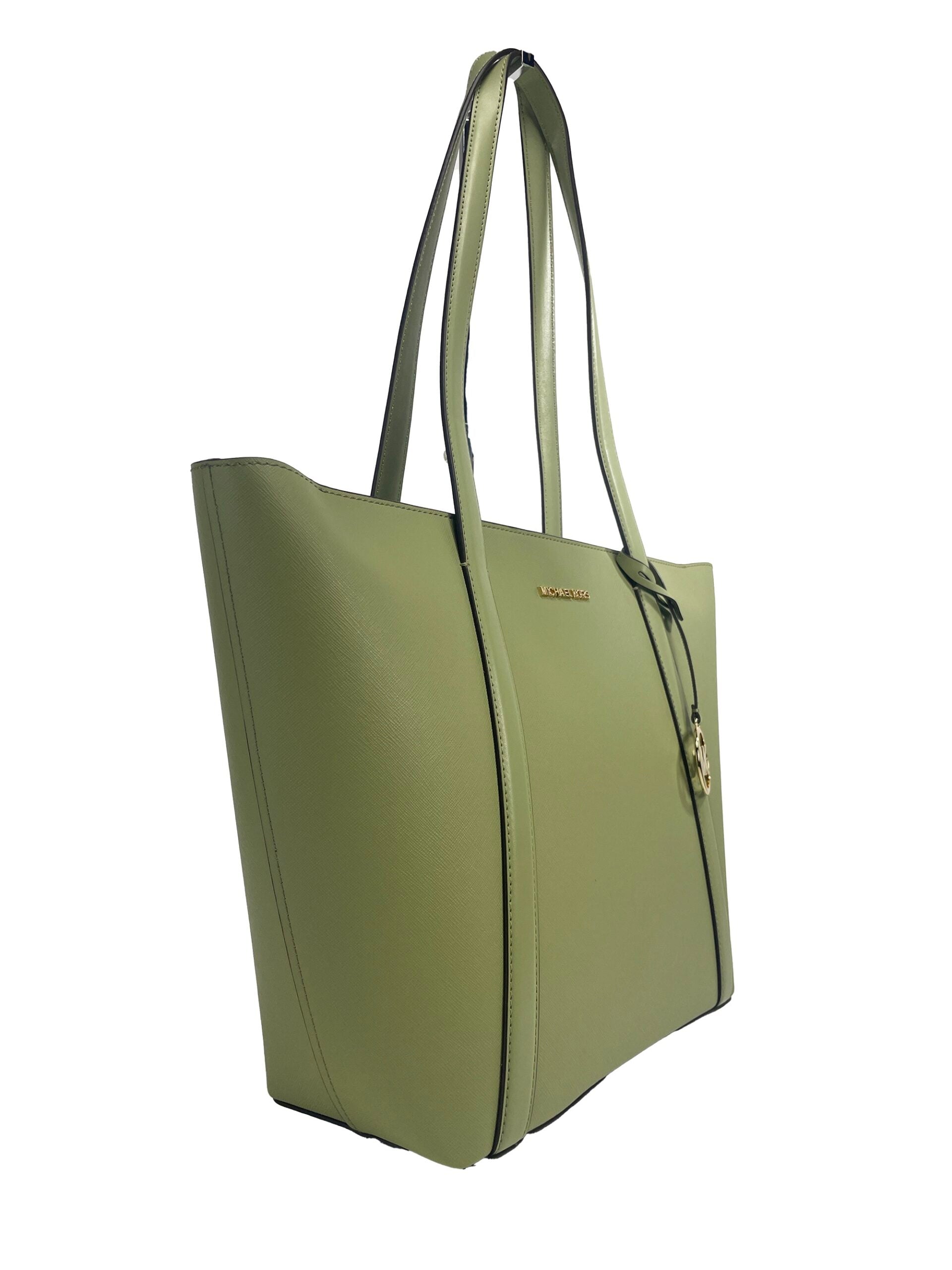 Large Pratt Shoulder Zip Tote Bag Light Sage - GLAMHUB BOUTIQUE 