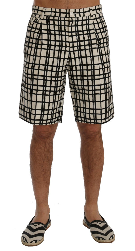 Elegant Striped Cotton-Linen Shorts - GlamHub Luxury and Icon Brand Clothing