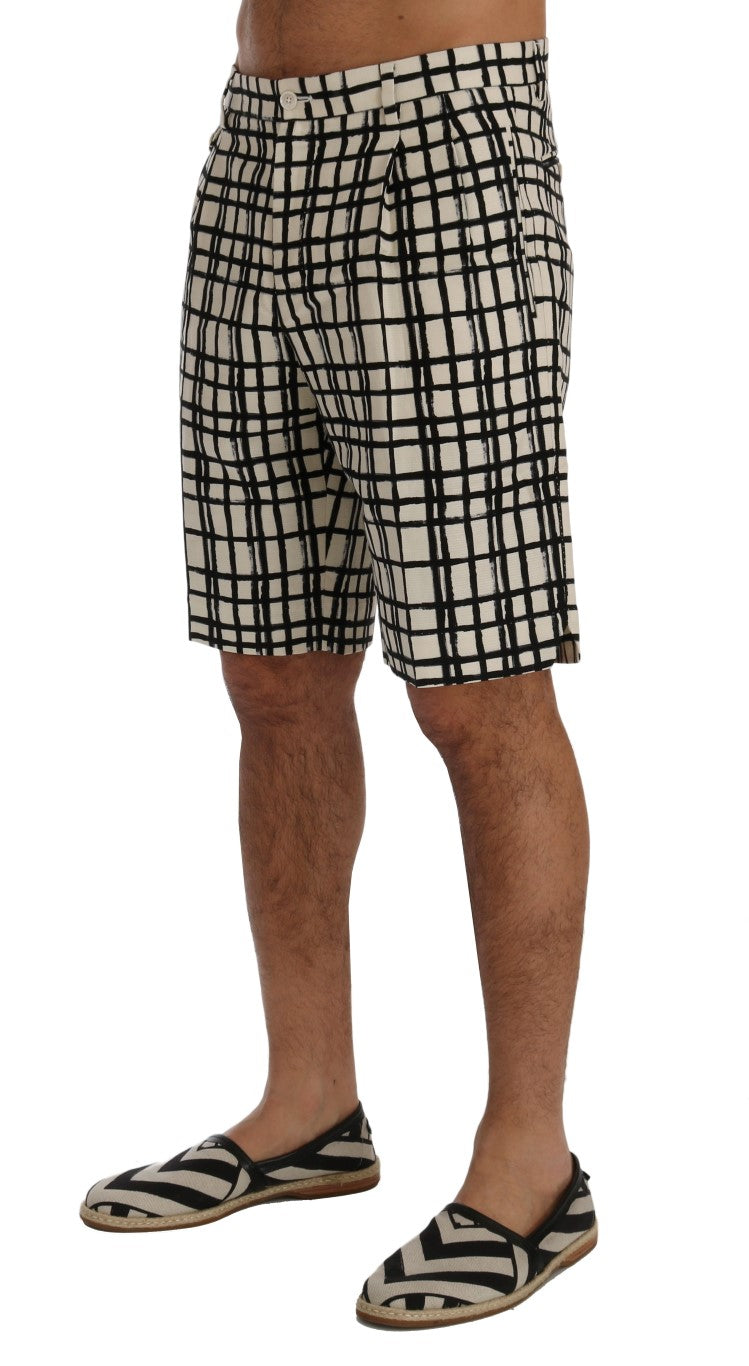 Elegant Striped Cotton-Linen Shorts - GlamHub Luxury and Icon Brand Clothing