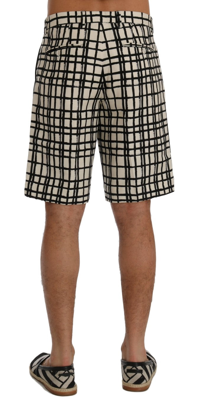 Elegant Striped Cotton-Linen Shorts - GlamHub Luxury and Icon Brand Clothing