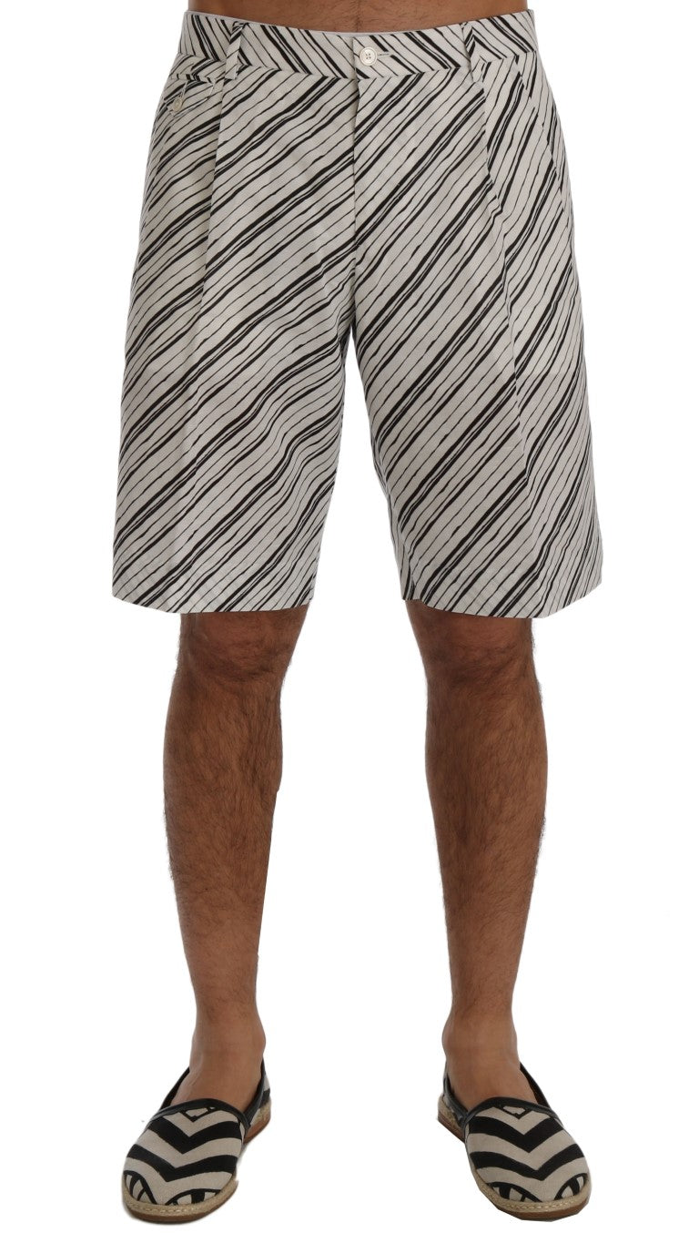 Elegant Striped Cotton-Linen Shorts - GlamHub Luxury and Icon Brand Clothing