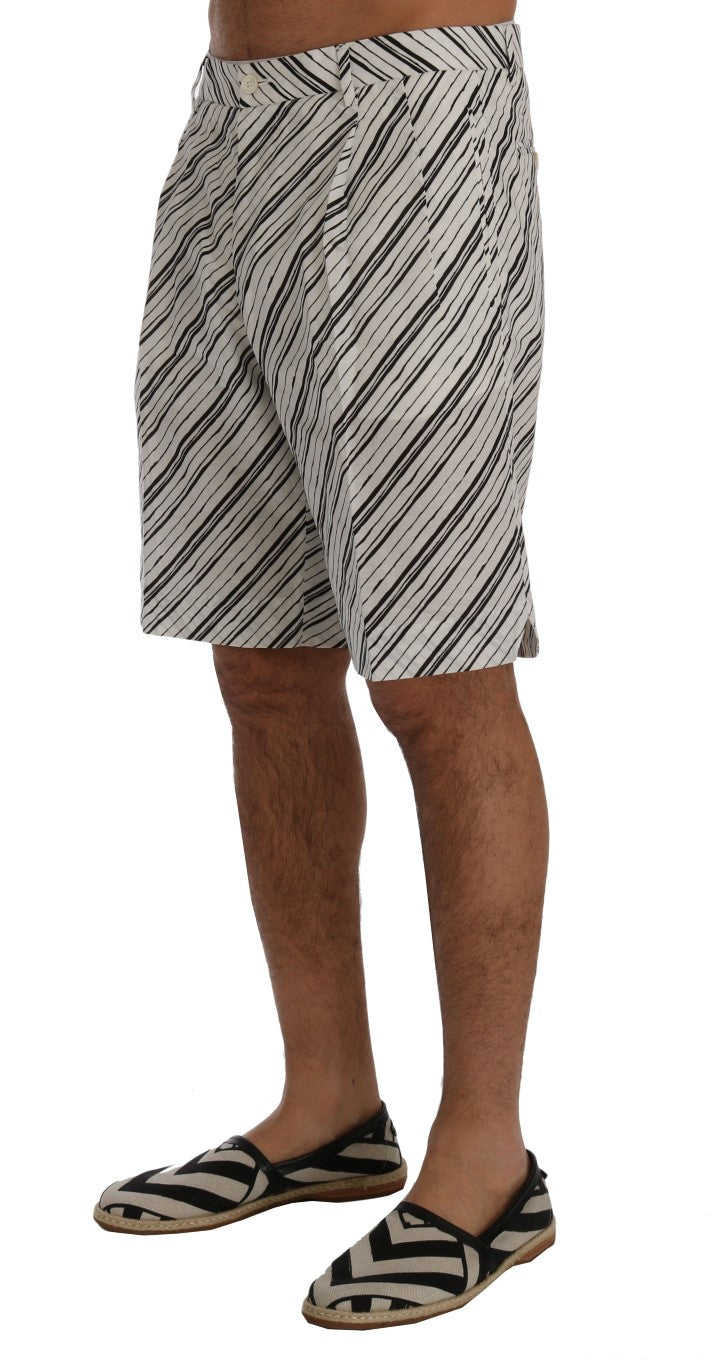 Elegant Striped Cotton-Linen Shorts - GlamHub Luxury and Icon Brand Clothing