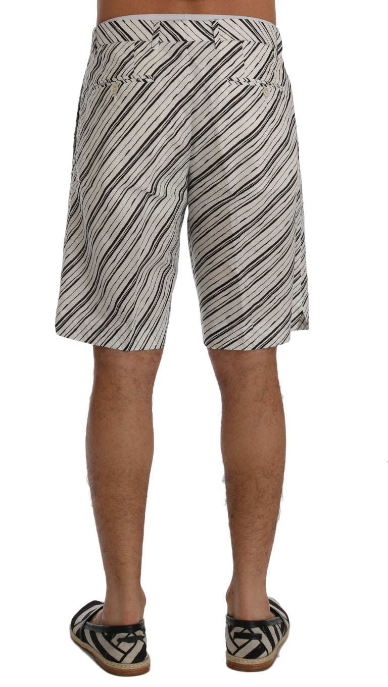 Elegant Striped Cotton-Linen Shorts - GlamHub Luxury and Icon Brand Clothing