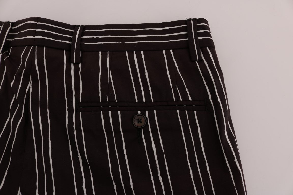 Bordeaux Striped Cotton Knee High Shorts - GlamHub Luxury and Icon Brand Clothing