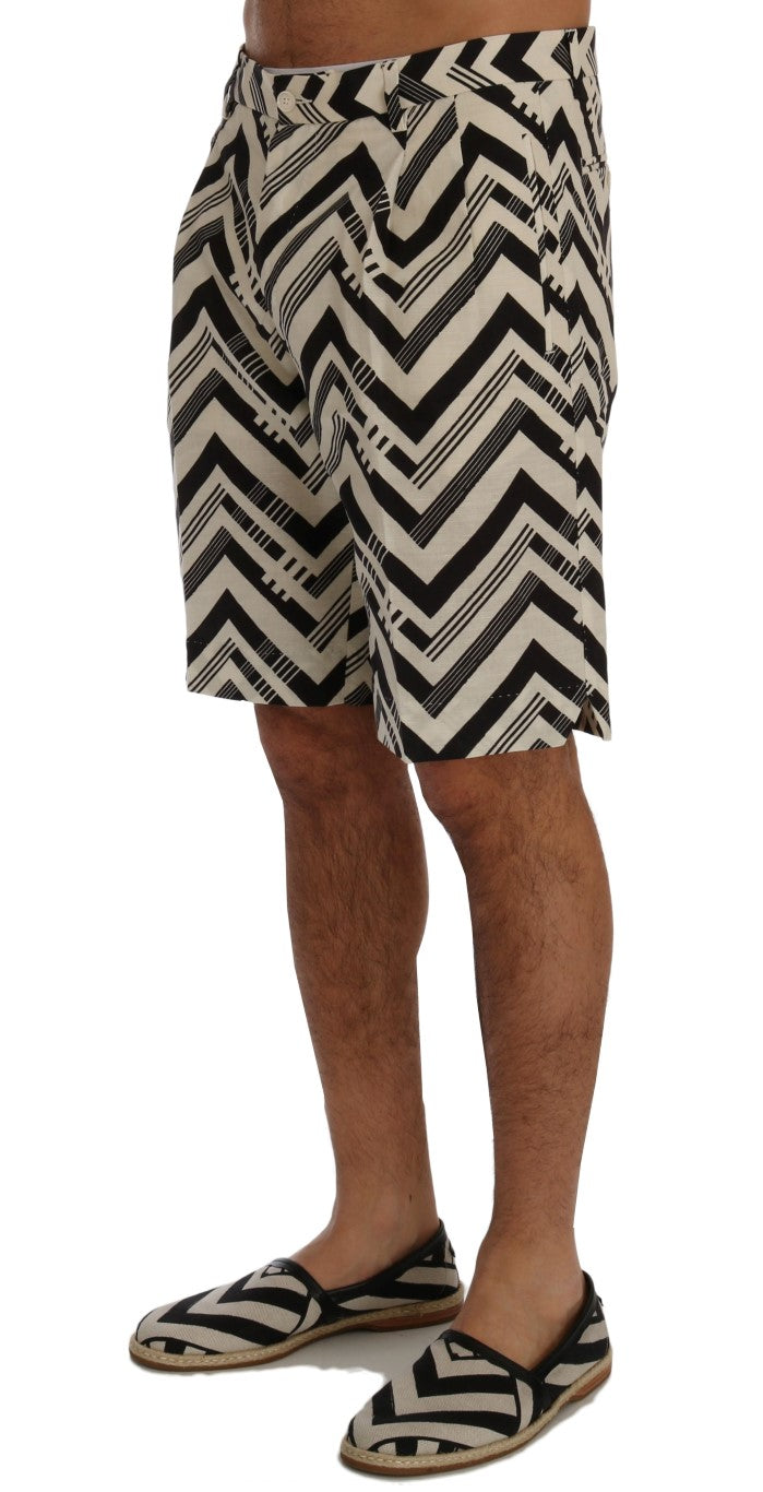 Striped Casual Knee-High Shorts - GlamHub Luxury and Icon Brand Clothing