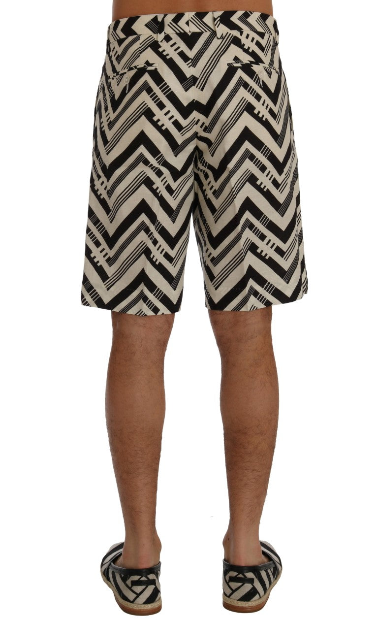 Striped Casual Knee-High Shorts - GlamHub Luxury and Icon Brand Clothing