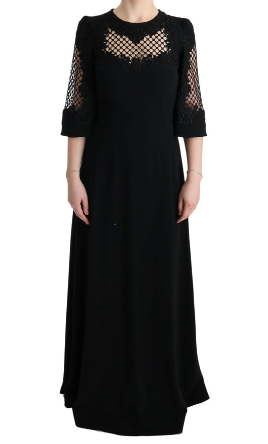 Elegant Black Floral Maxi Dress - GlamHub Luxury and Icon Brand Clothing