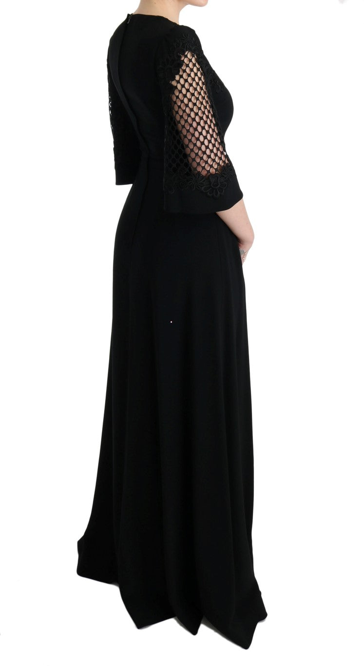 Elegant Black Floral Maxi Dress - GlamHub Luxury and Icon Brand Clothing