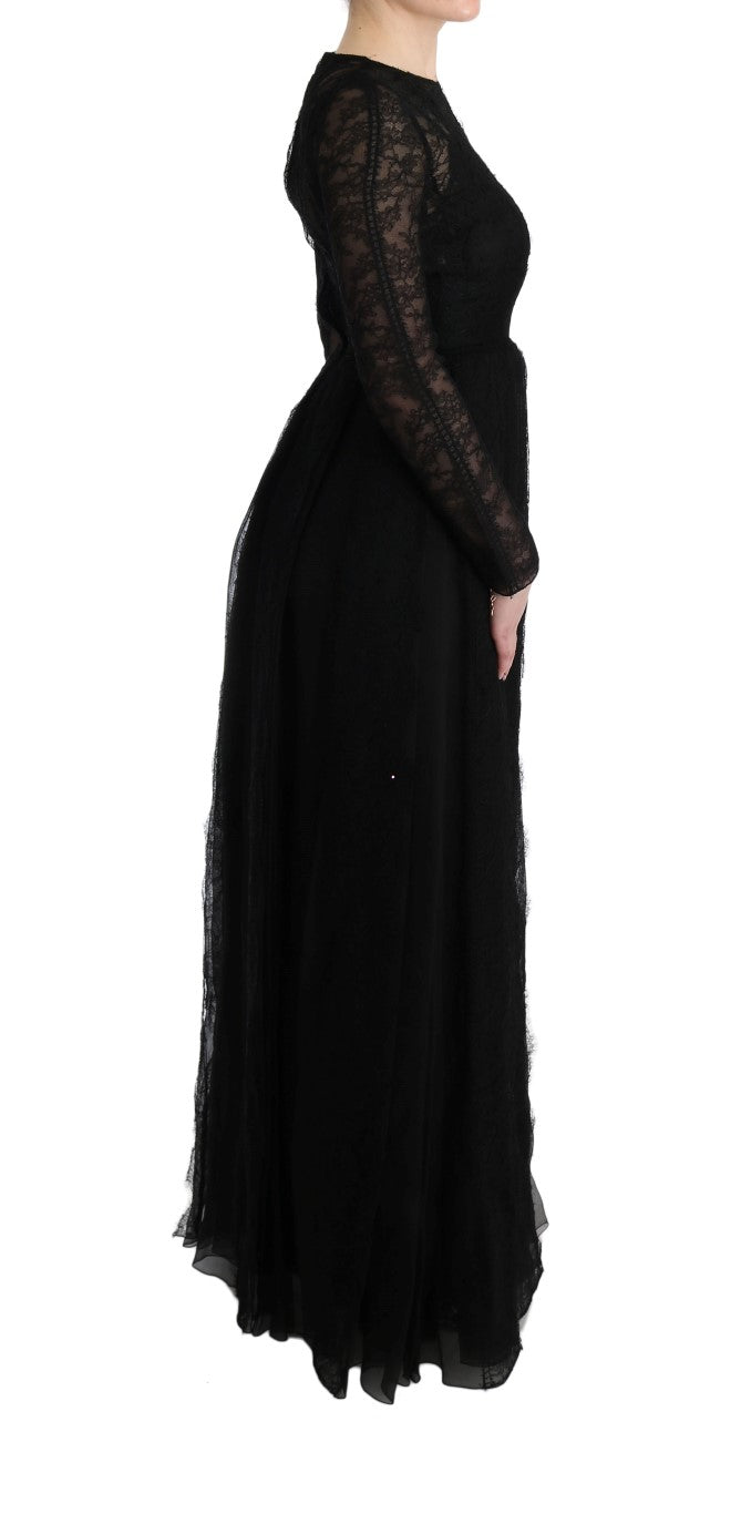 Elegant Black Sheath Long Sleeve Dress - GlamHub Luxury and Icon Brand Clothing