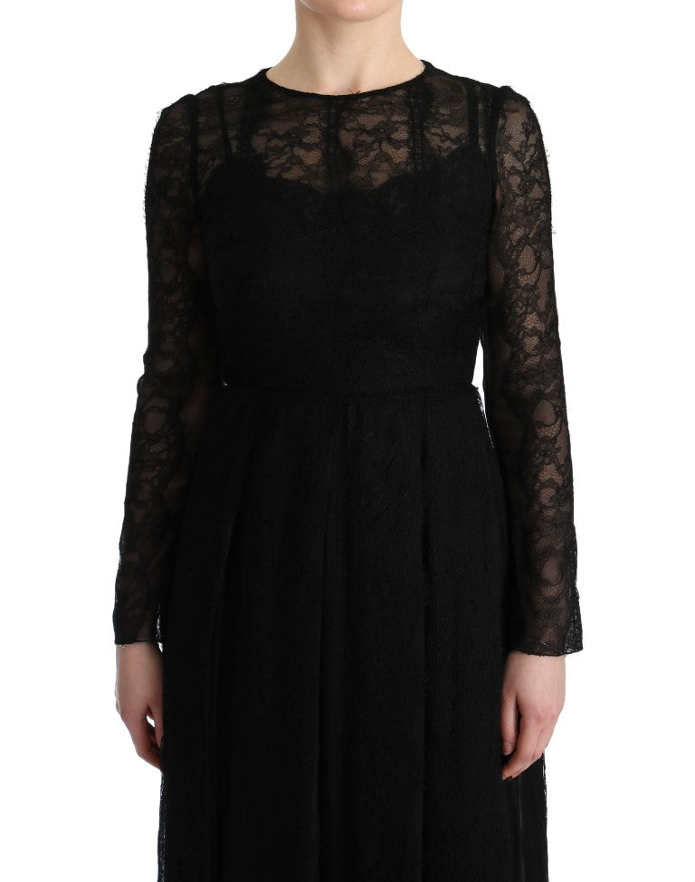 Elegant Black Sheath Long Sleeve Dress - GlamHub Luxury and Icon Brand Clothing