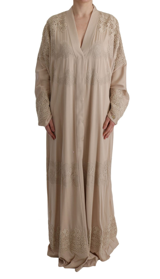 Elegant Beige Cape Kaftan Dress - GlamHub Luxury and Icon Brand Clothing