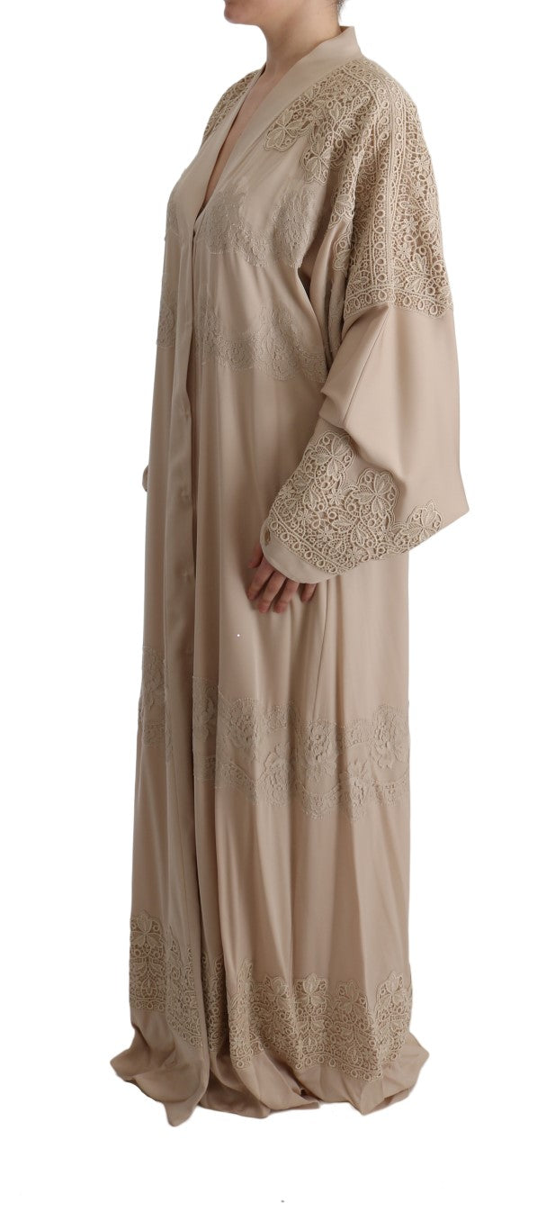 Elegant Beige Cape Kaftan Dress - GlamHub Luxury and Icon Brand Clothing