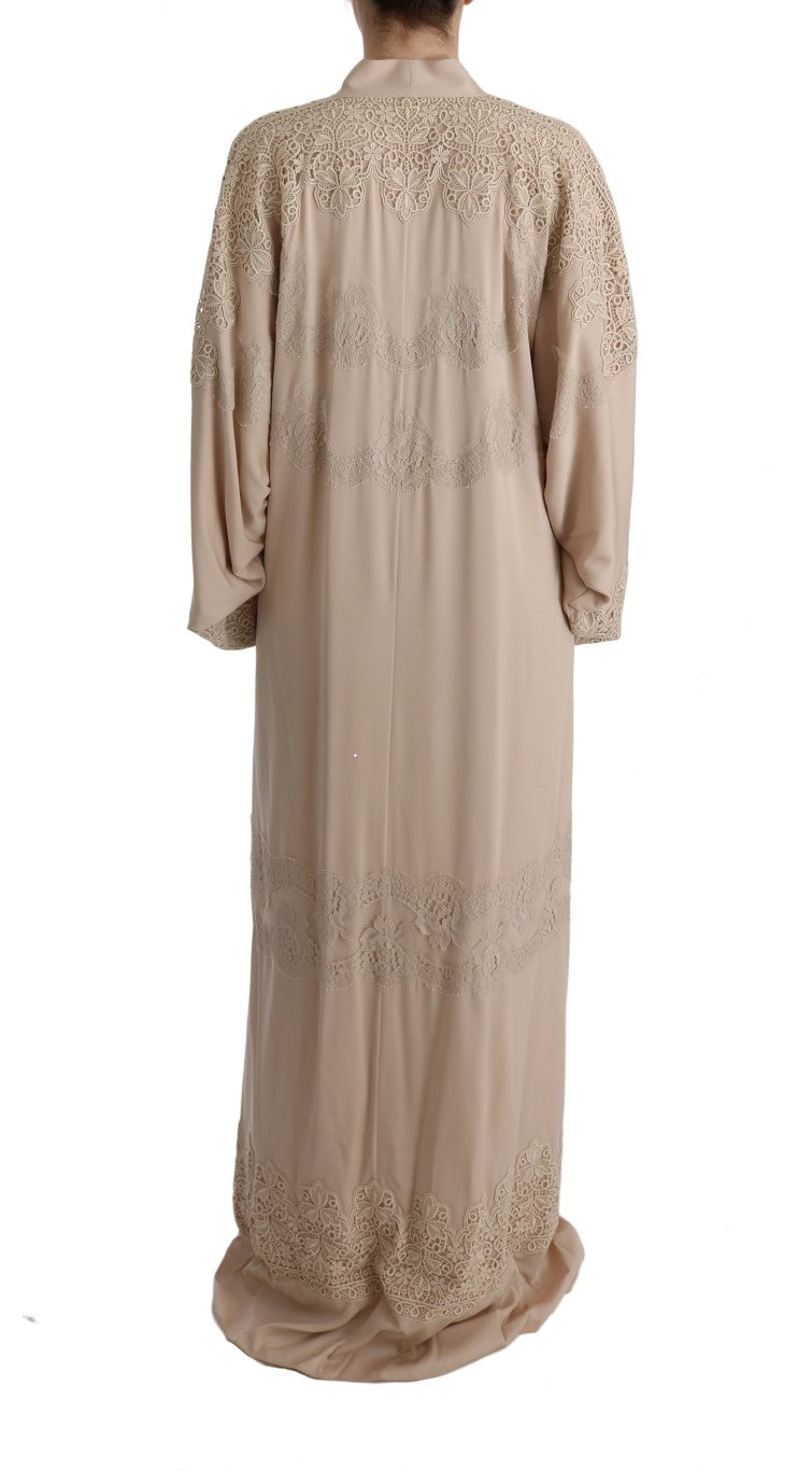 Elegant Beige Cape Kaftan Dress - GlamHub Luxury and Icon Brand Clothing