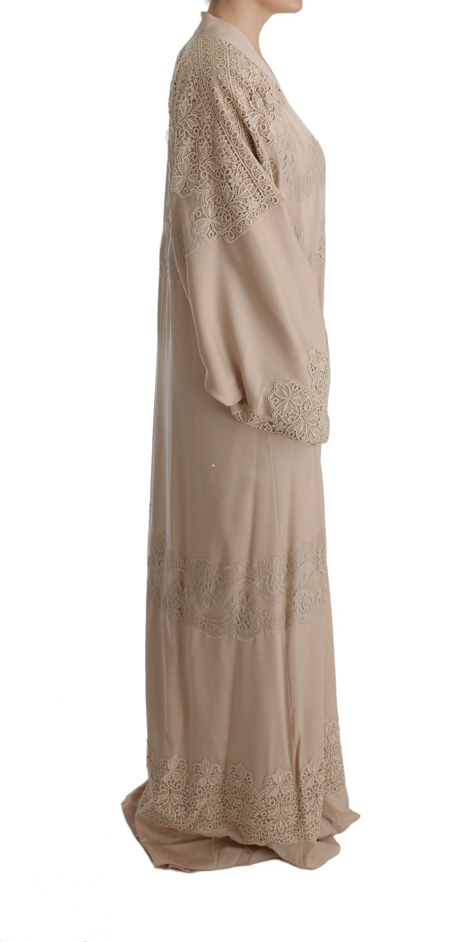 Elegant Beige Cape Kaftan Dress - GlamHub Luxury and Icon Brand Clothing