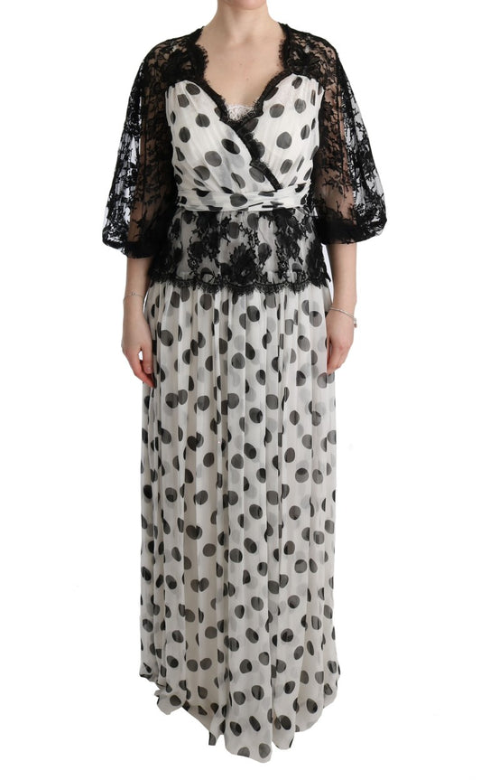 Elegant Polka Dotted Full Length Gown - GlamHub Luxury and Icon Brand Clothing