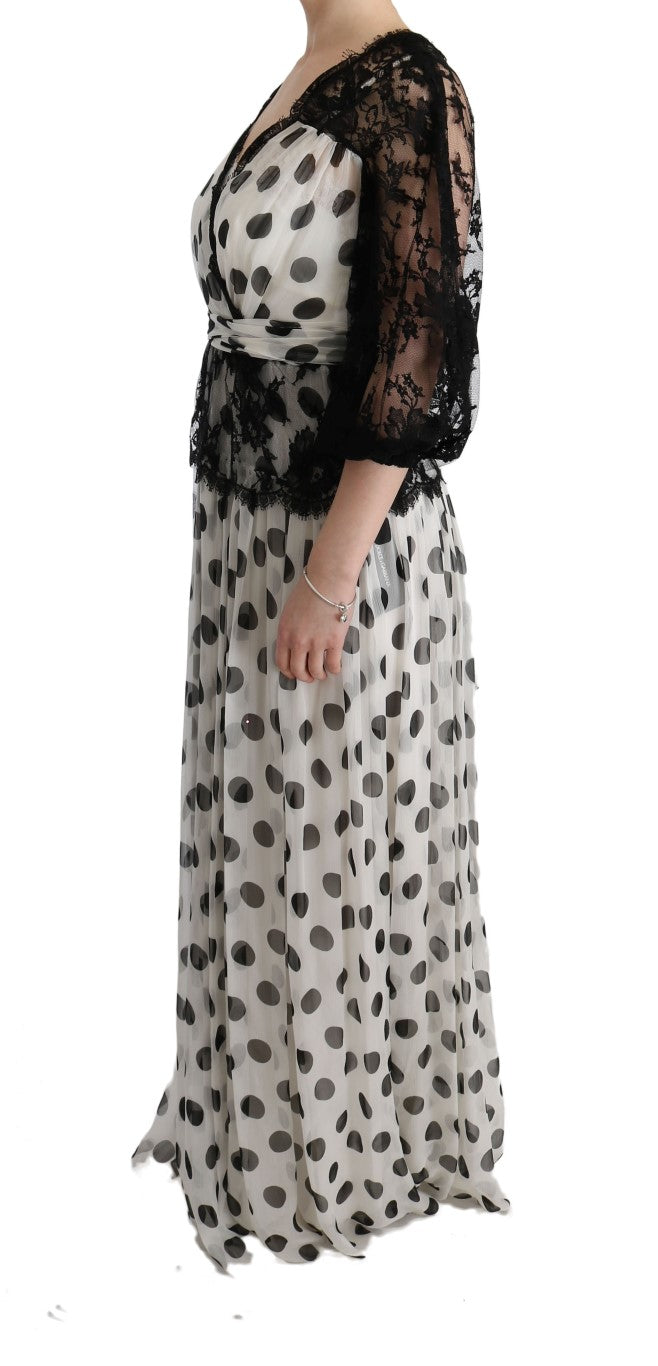 Elegant Polka Dotted Full Length Gown - GlamHub Luxury and Icon Brand Clothing