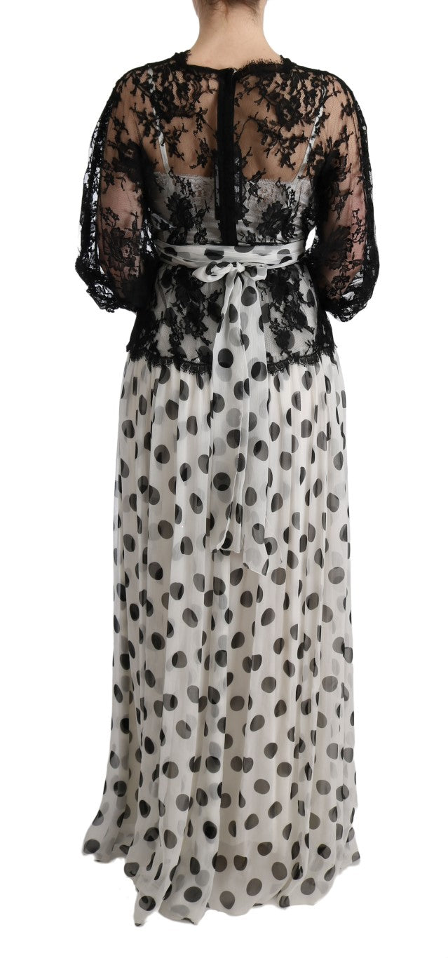 Elegant Polka Dotted Full Length Gown - GlamHub Luxury and Icon Brand Clothing