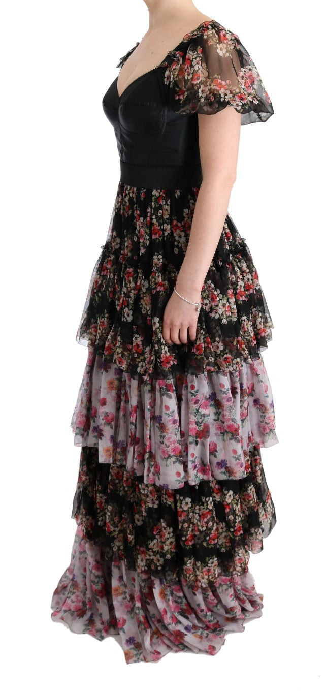 Elegant Floral Shift Dress in Multicolor Silk Blend - GlamHub Luxury and Icon Brand Clothing