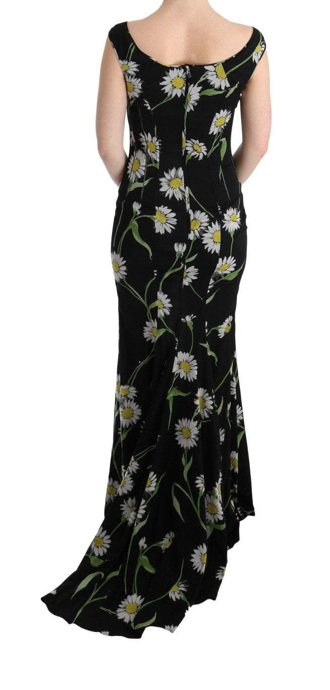 Sunflower Print Full Length Sheath Dress - GlamHub Luxury and Icon Brand Clothing