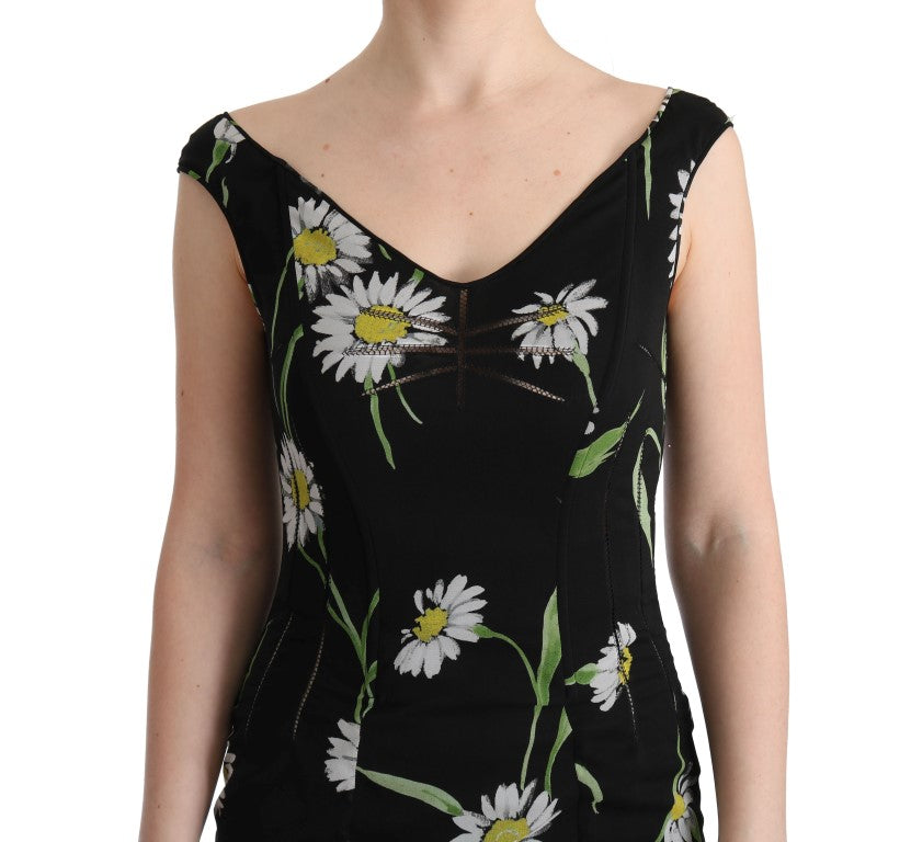 Sunflower Print Full Length Sheath Dress - GlamHub Luxury and Icon Brand Clothing