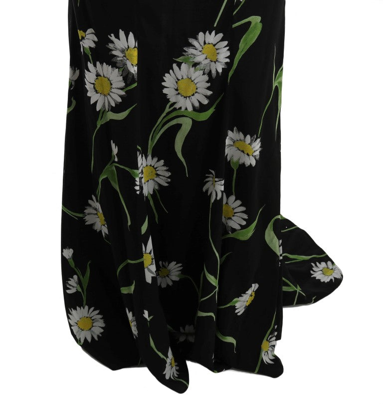 Sunflower Print Full Length Sheath Dress - GlamHub Luxury and Icon Brand Clothing