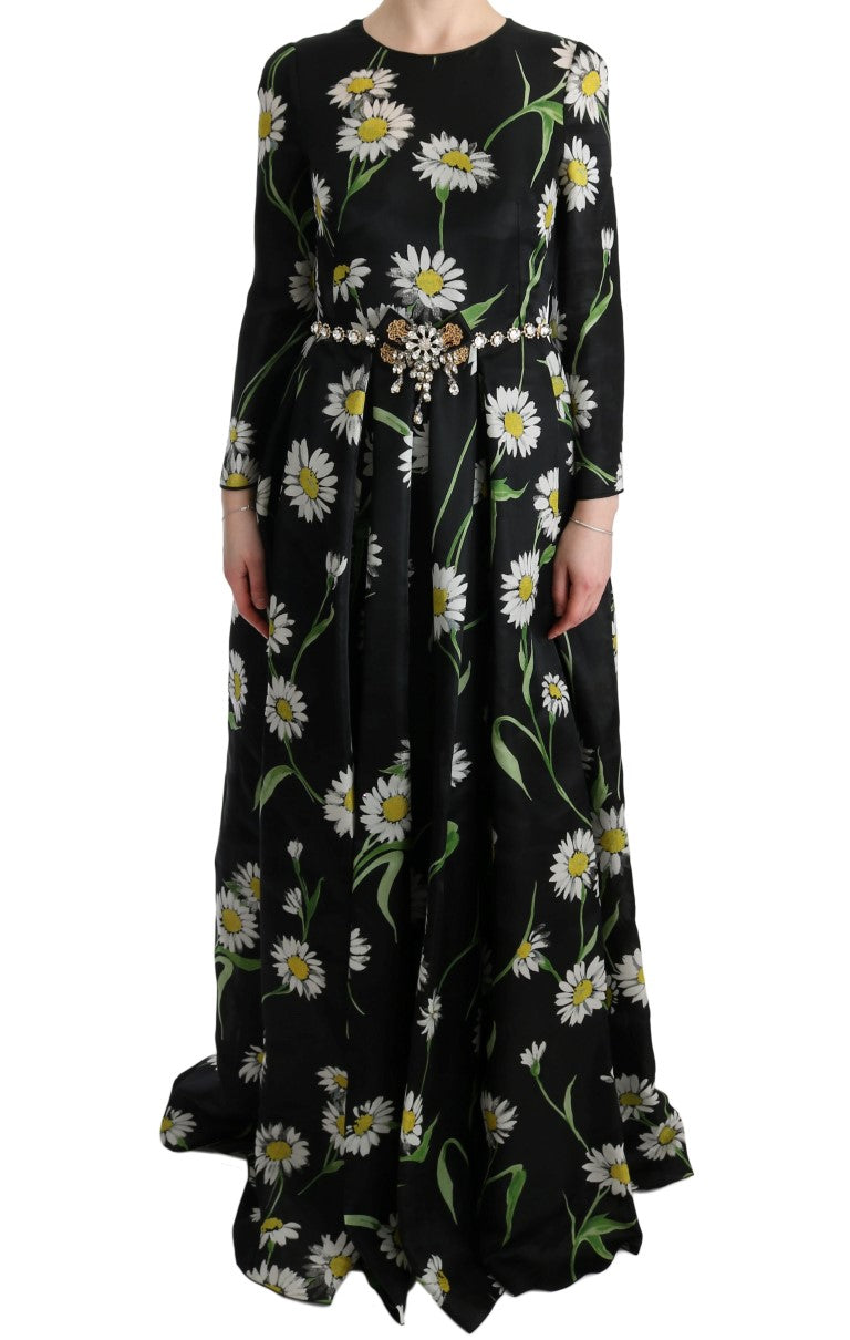 Elegant Sunflower Maxi Gown with Crystals - GlamHub Luxury and Icon Brand Clothing