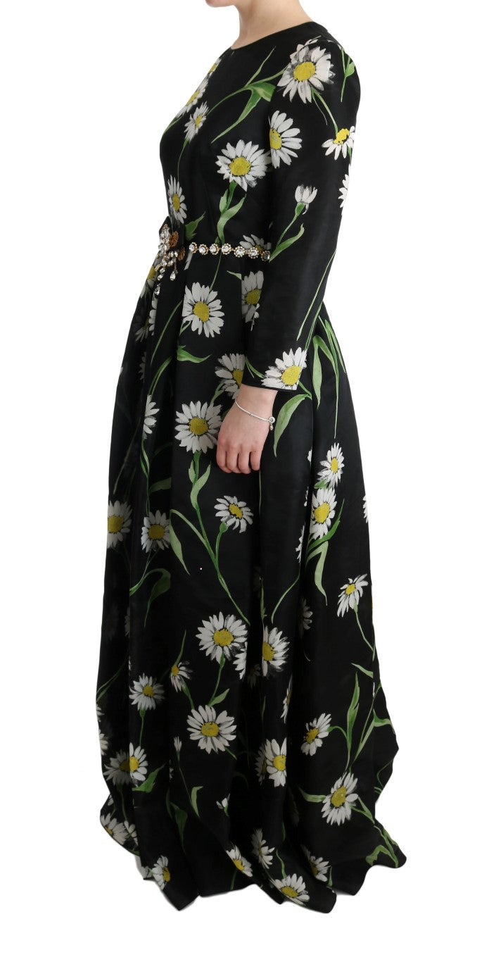 Elegant Sunflower Maxi Gown with Crystals - GlamHub Luxury and Icon Brand Clothing